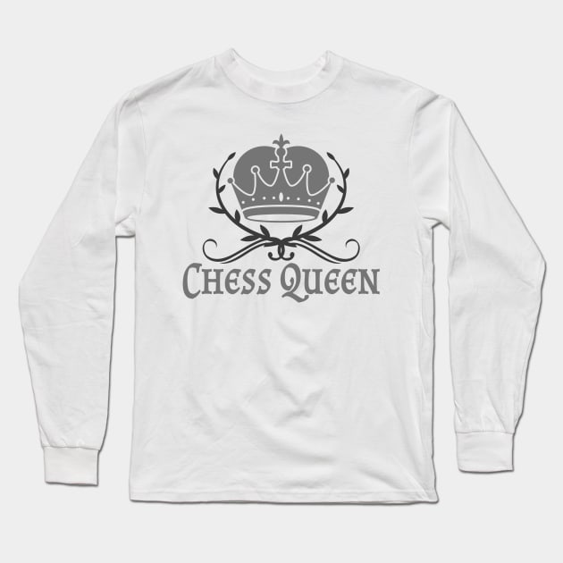 Chess Queen Crown Player Women Lady Long Sleeve T-Shirt by Foxxy Merch